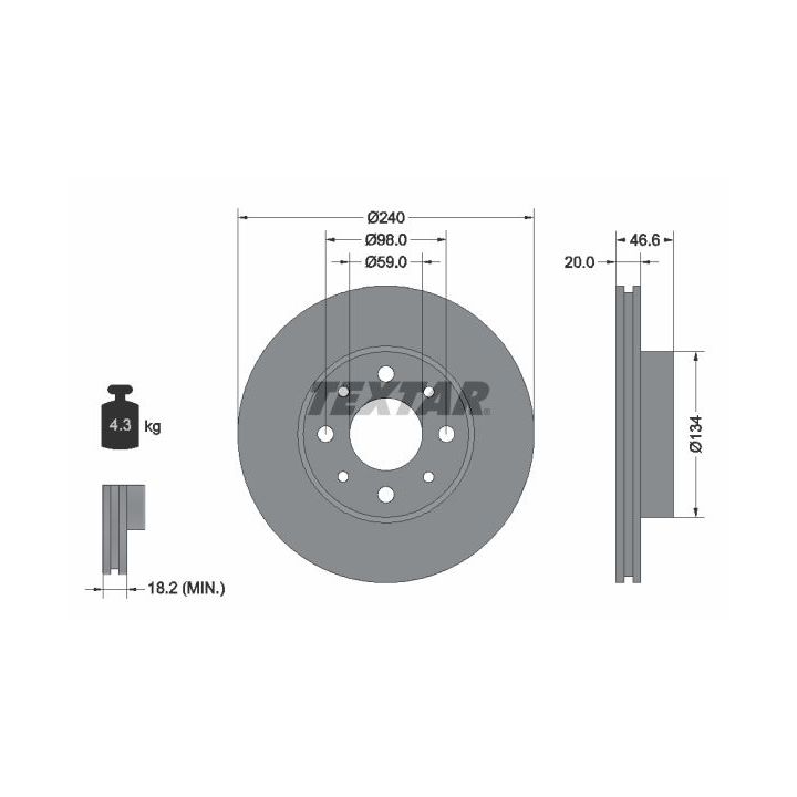 Stabdžių diskas TEXTAR 92090300