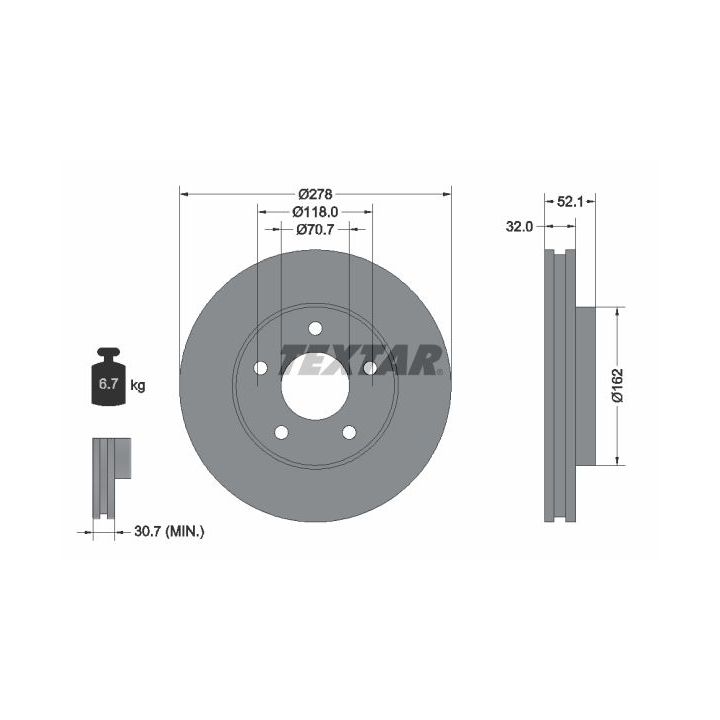 Stabdžių diskas TEXTAR 92091500