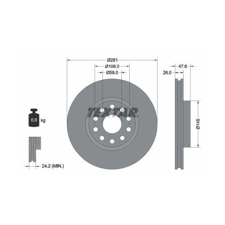 Stabdžių diskas TEXTAR 92093900