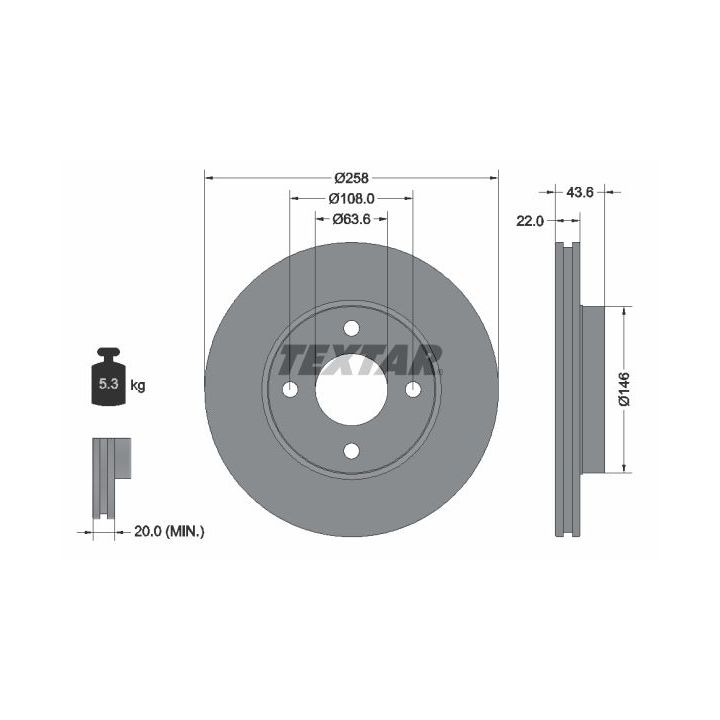 Stabdžių diskas TEXTAR 92096203
