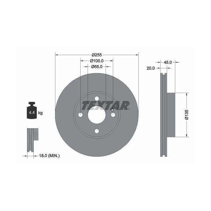 Stabdžių diskas TEXTAR 92096800
