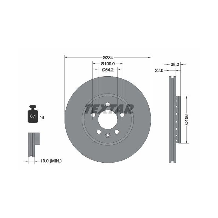 Stabdžių diskas TEXTAR 92103400
