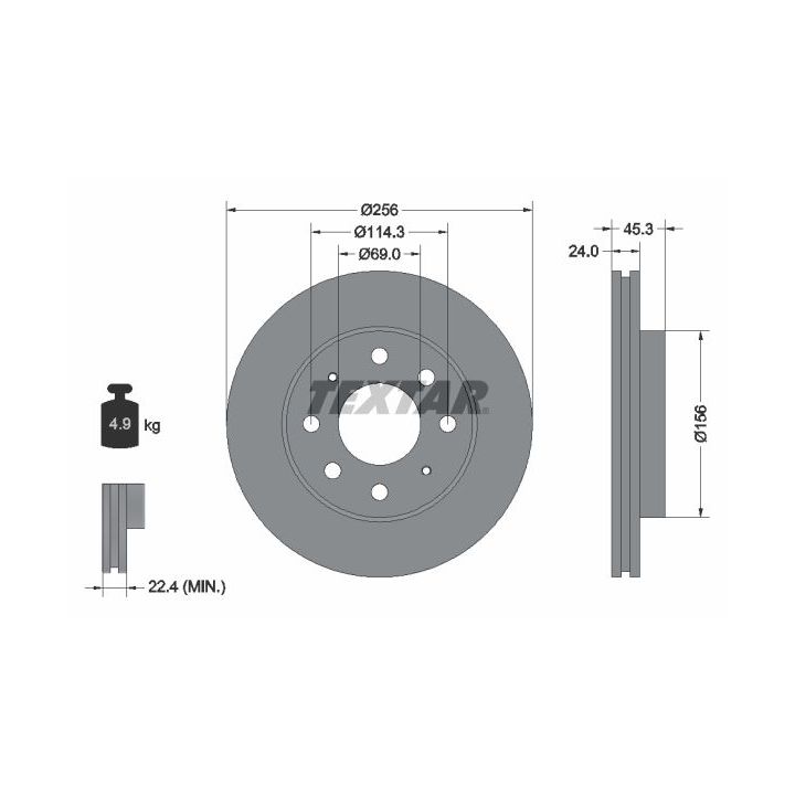 Stabdžių diskas TEXTAR 92103903