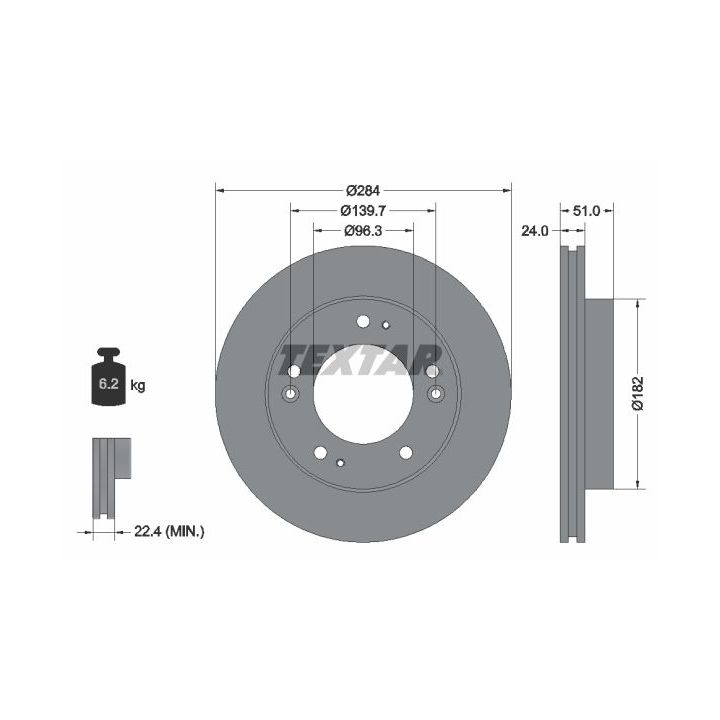 Stabdžių diskas TEXTAR 92104400