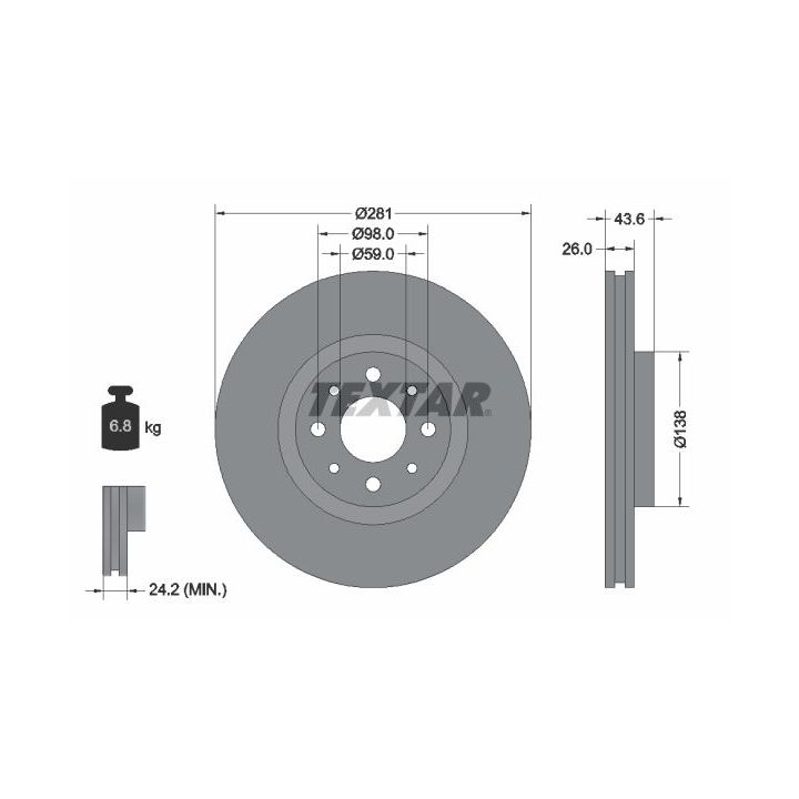 Stabdžių diskas TEXTAR 92107703