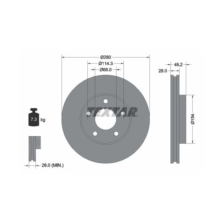 Stabdžių diskas TEXTAR 92109403