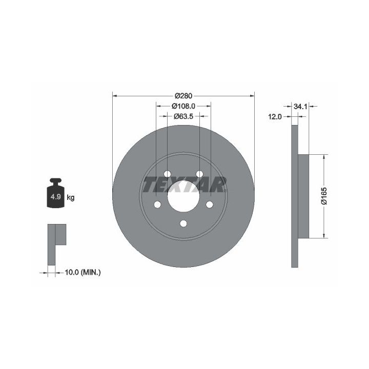 Stabdžių diskas TEXTAR 92109703