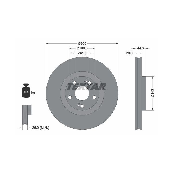 Stabdžių diskas TEXTAR 92112300