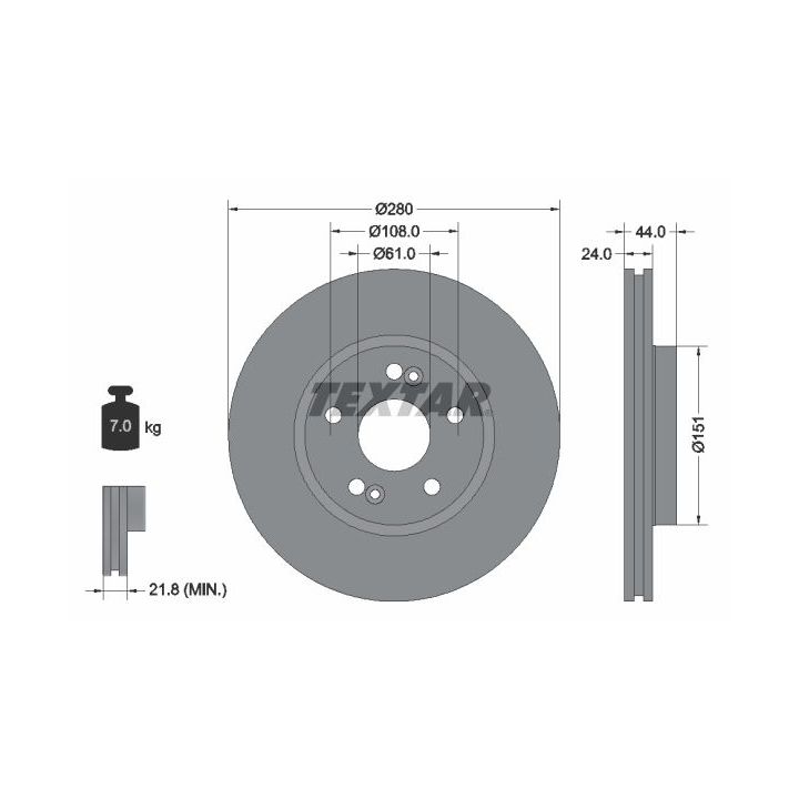 Stabdžių diskas TEXTAR 92113800