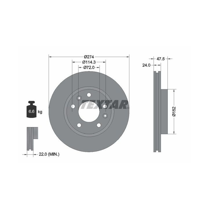Stabdžių diskas TEXTAR 92114900