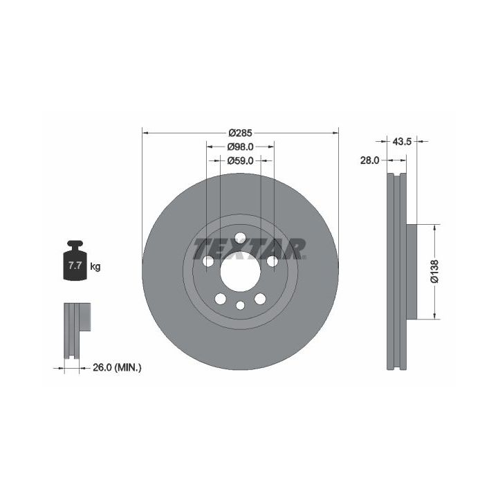 Stabdžių diskas TEXTAR 92115003