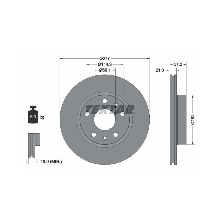 Stabdžių diskas TEXTAR 92115703