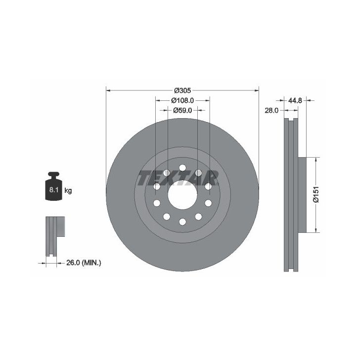 Stabdžių diskas TEXTAR 92115800