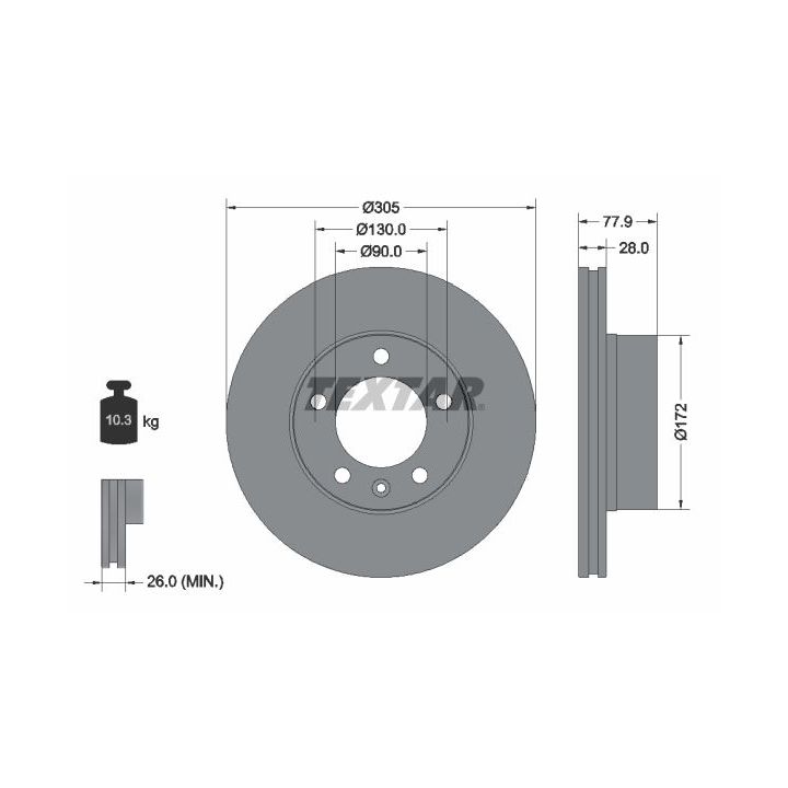 Stabdžių diskas TEXTAR 92115903