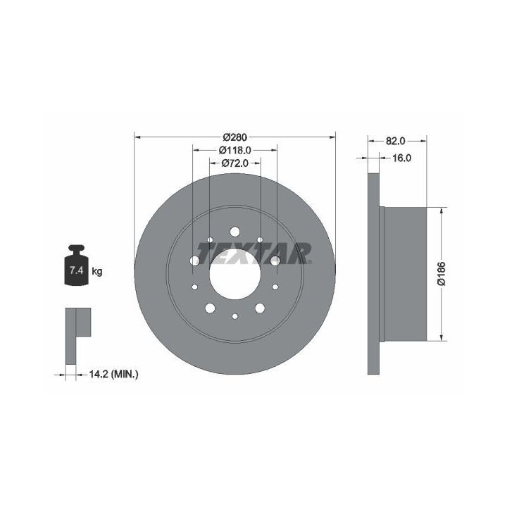 Stabdžių diskas TEXTAR 92116100