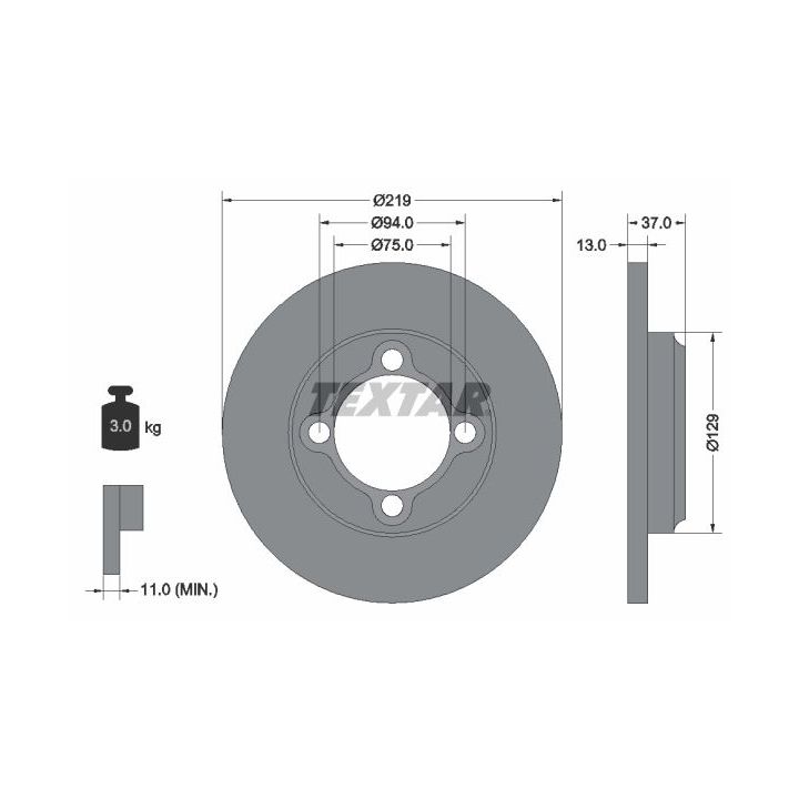 Stabdžių diskas TEXTAR 92116900