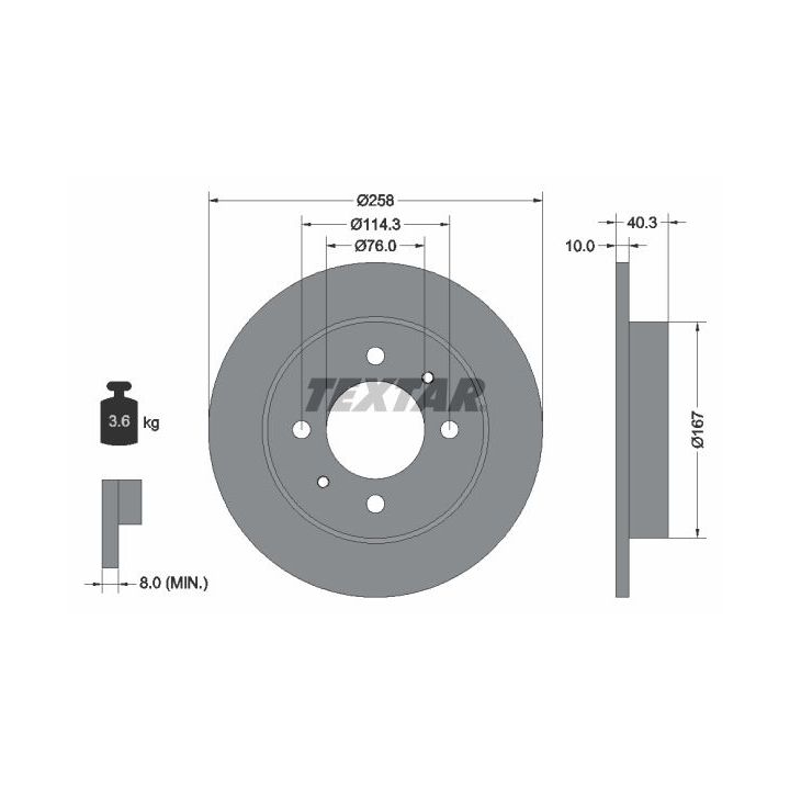 Stabdžių diskas TEXTAR 92117103