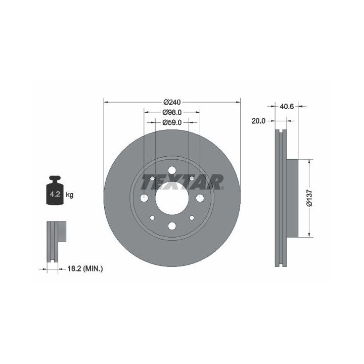 Stabdžių diskas TEXTAR 92118003