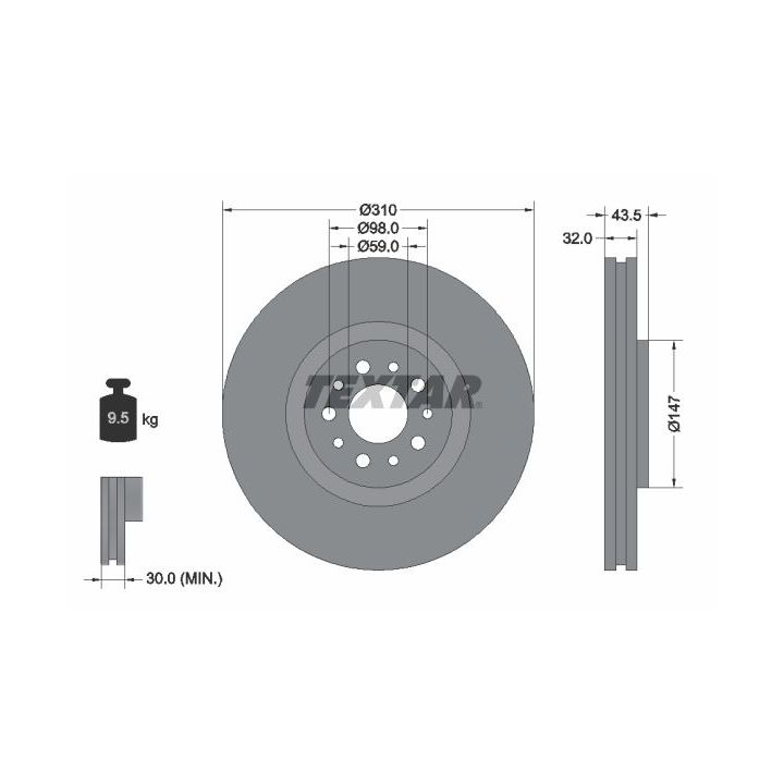 Stabdžių diskas TEXTAR 92118100