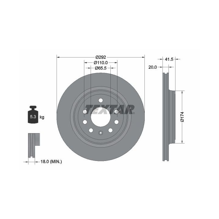 Stabdžių diskas TEXTAR 92118403