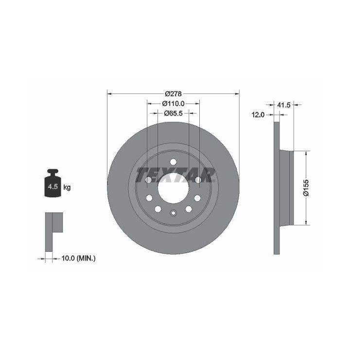 Stabdžių diskas TEXTAR 92118503