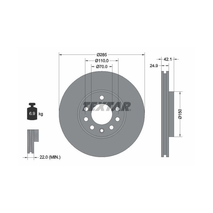 Stabdžių diskas TEXTAR 92118705