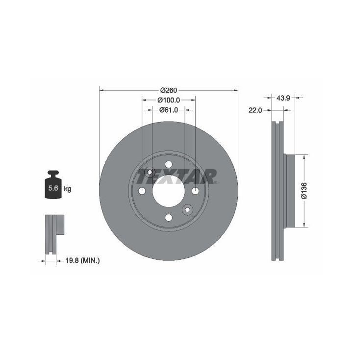 Stabdžių diskas TEXTAR 92119203
