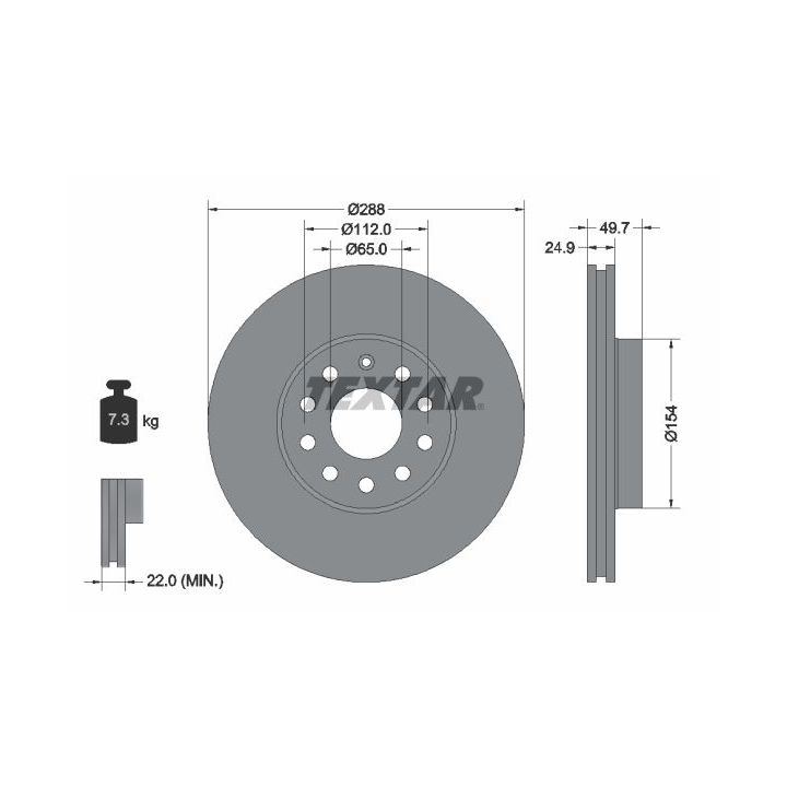 Stabdžių diskas TEXTAR 92120800