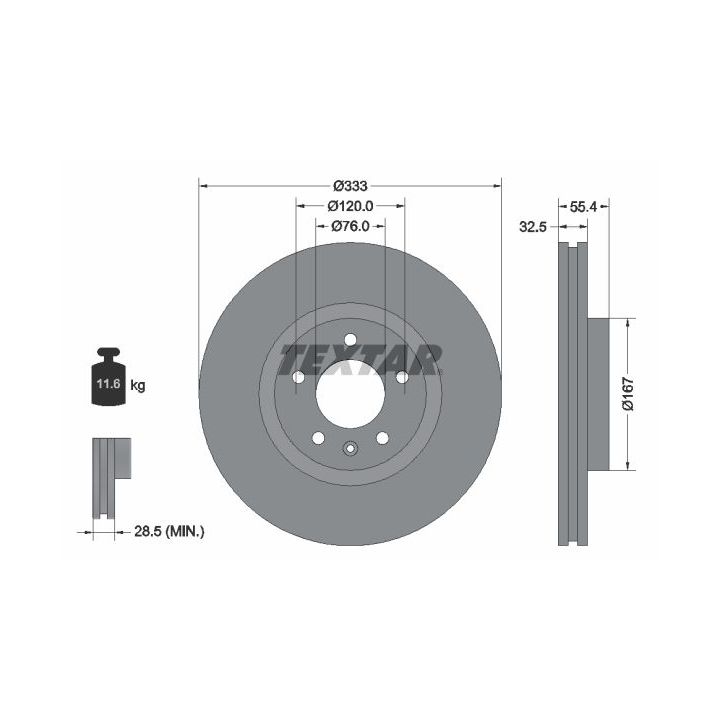 Stabdžių diskas TEXTAR 92121305