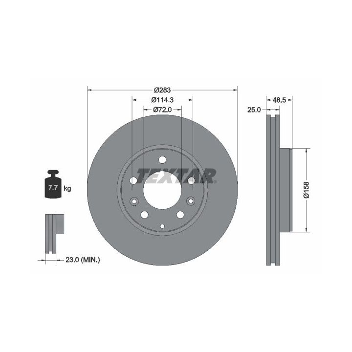 Stabdžių diskas TEXTAR 92125503