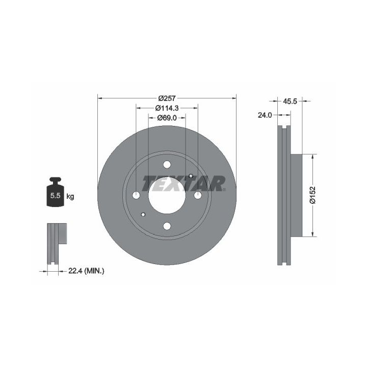 Stabdžių diskas TEXTAR 92130800