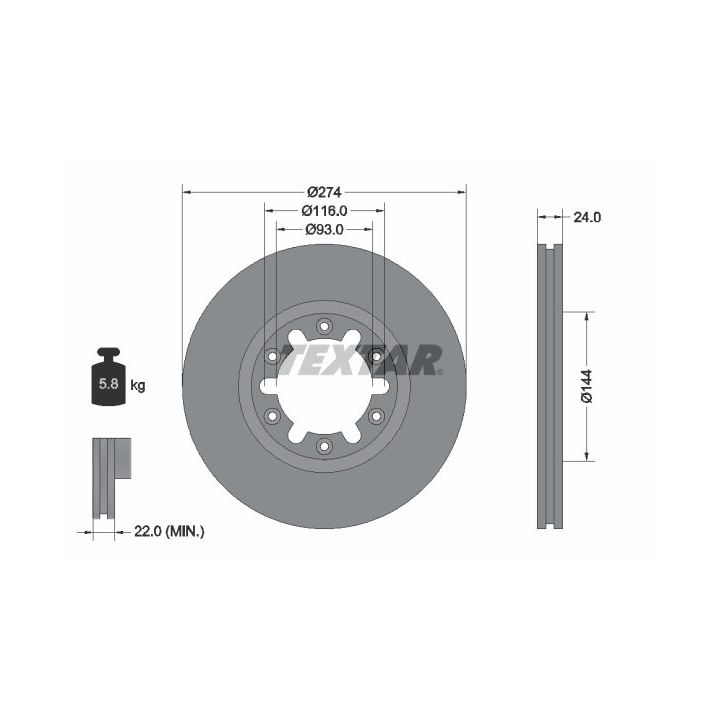 Stabdžių diskas TEXTAR 92136300