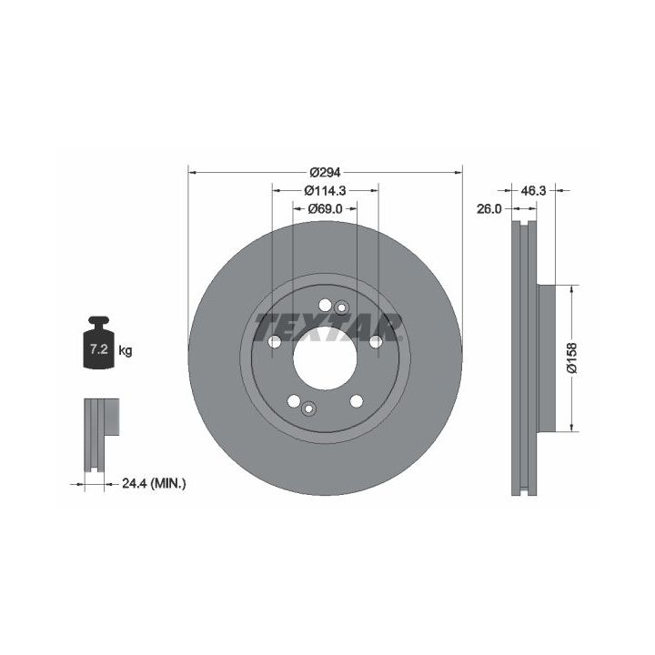 Stabdžių diskas TEXTAR 92136403