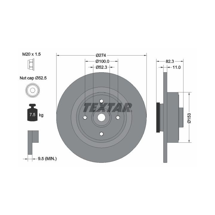 Stabdžių diskas TEXTAR 92141403