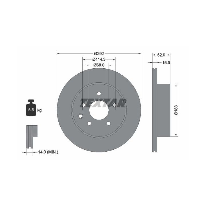 Stabdžių diskas TEXTAR 92144003
