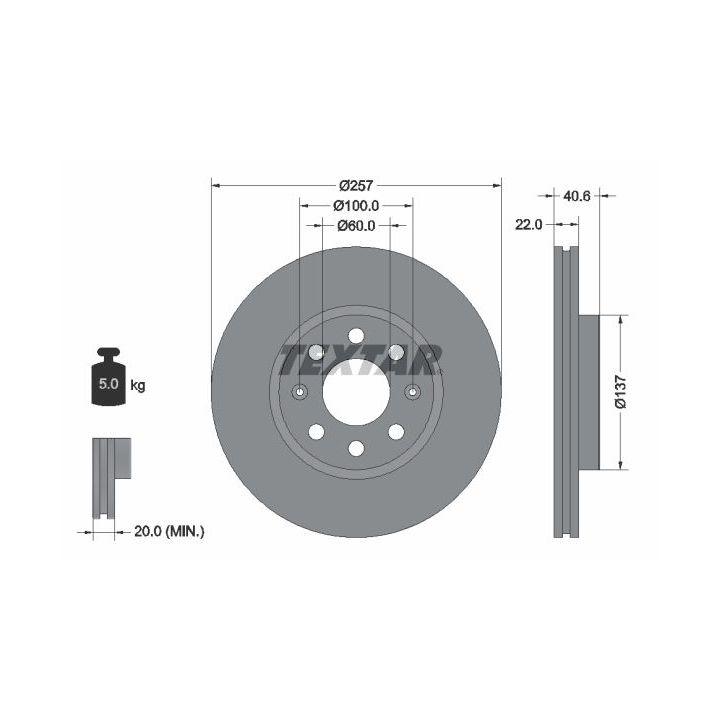Stabdžių diskas TEXTAR 92145703