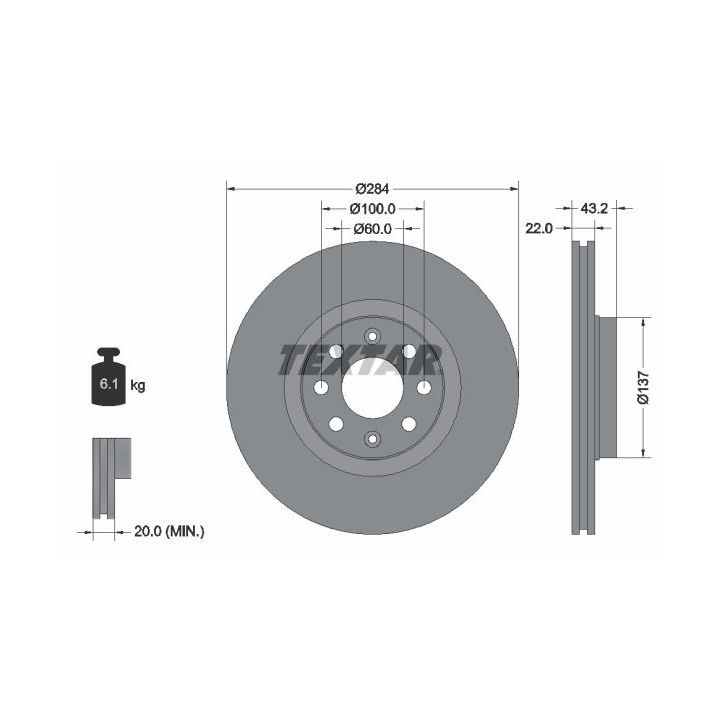 Stabdžių diskas TEXTAR 92145803