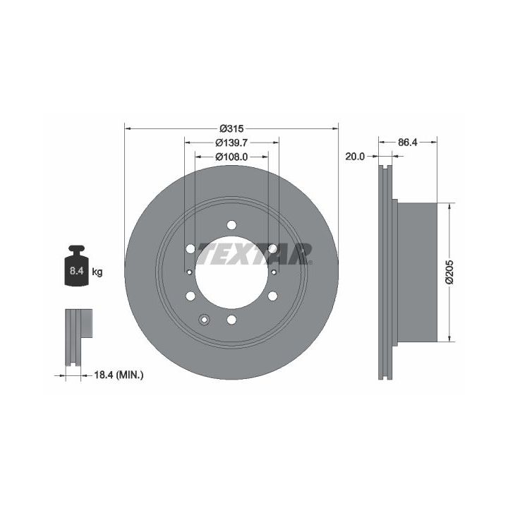 Stabdžių diskas TEXTAR 92146703