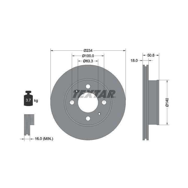 Stabdžių diskas TEXTAR 92146803