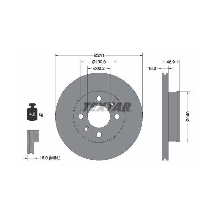 Stabdžių diskas TEXTAR 92147103