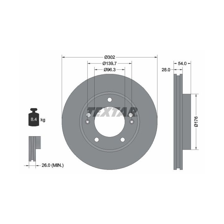 Stabdžių diskas TEXTAR 92147303