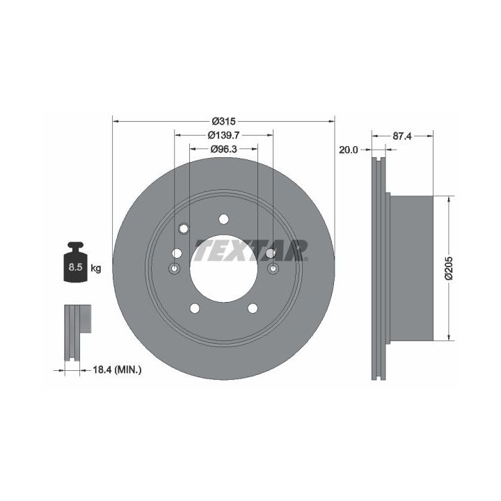 Stabdžių diskas TEXTAR 92147400