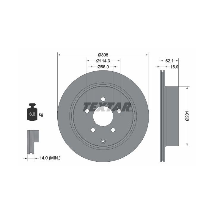 Stabdžių diskas TEXTAR 92149303