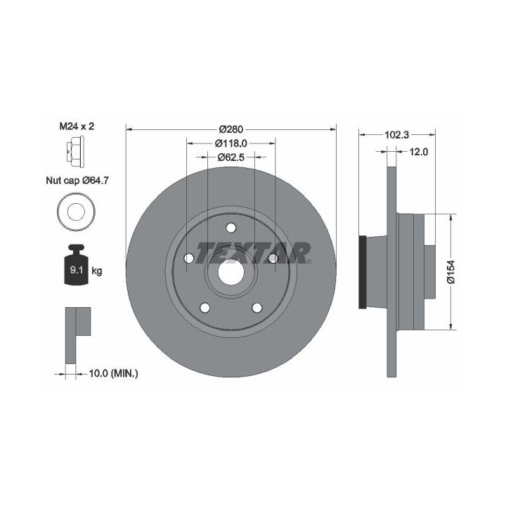 Stabdžių diskas TEXTAR 92153703