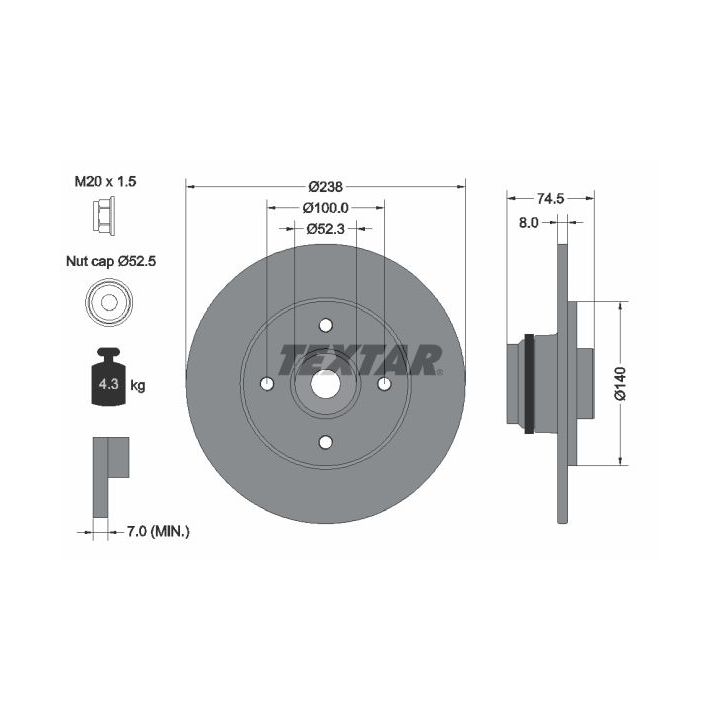 Stabdžių diskas TEXTAR 92154003