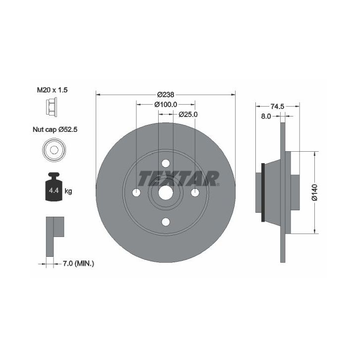 Stabdžių diskas TEXTAR 92154103