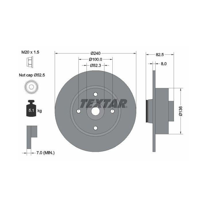 Stabdžių diskas TEXTAR 92154403