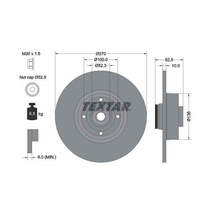 Stabdžių diskas TEXTAR 92154503
