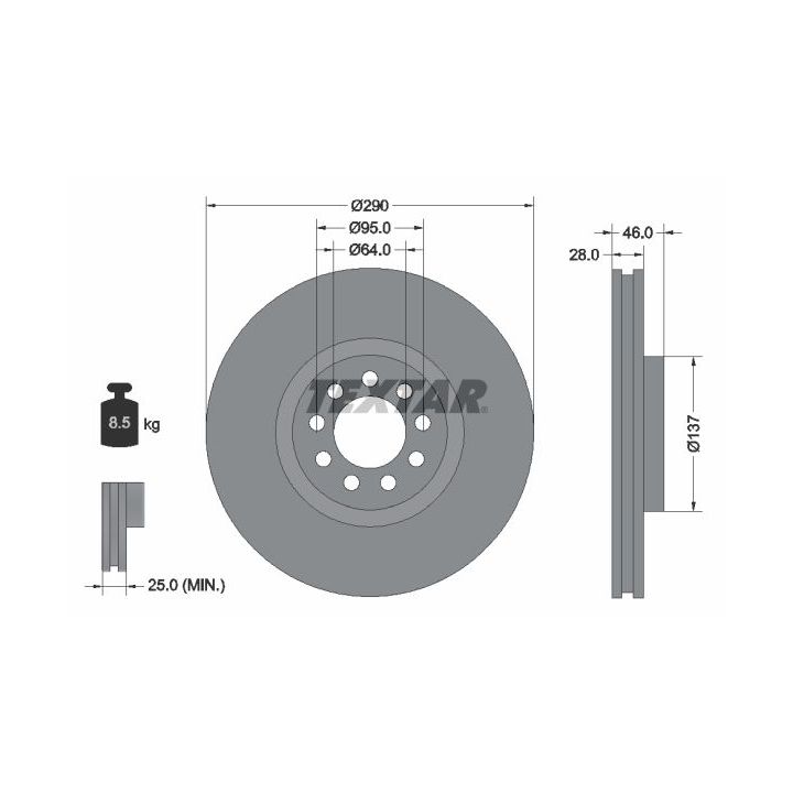 Stabdžių diskas TEXTAR 92155700