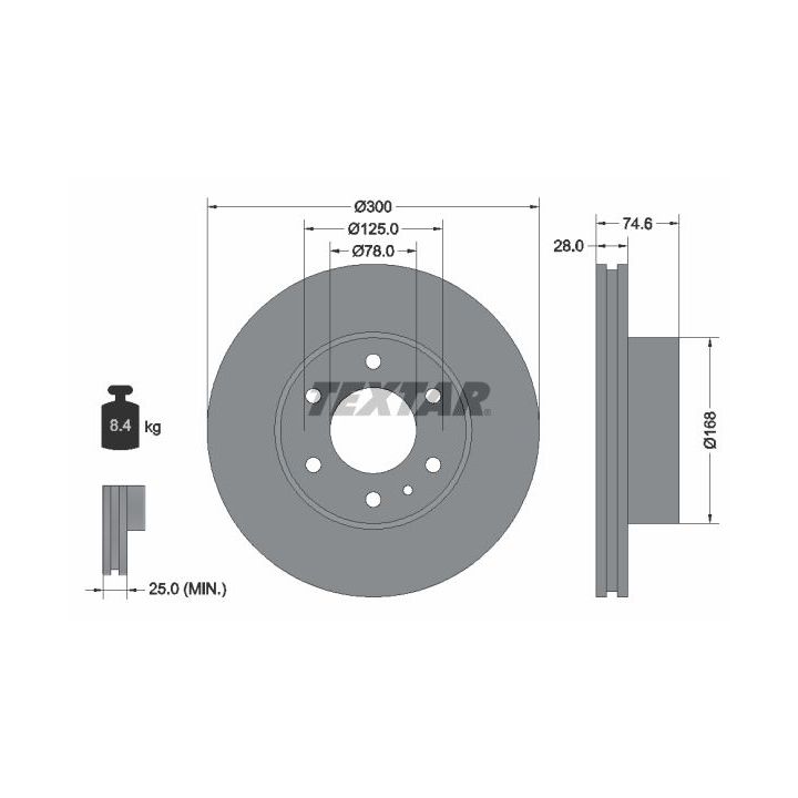 Stabdžių diskas TEXTAR 92155900